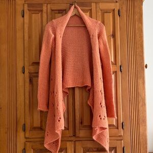 Anthropologie Vintage Cozy Apricot Open-Front Sweater with beautiful detailing